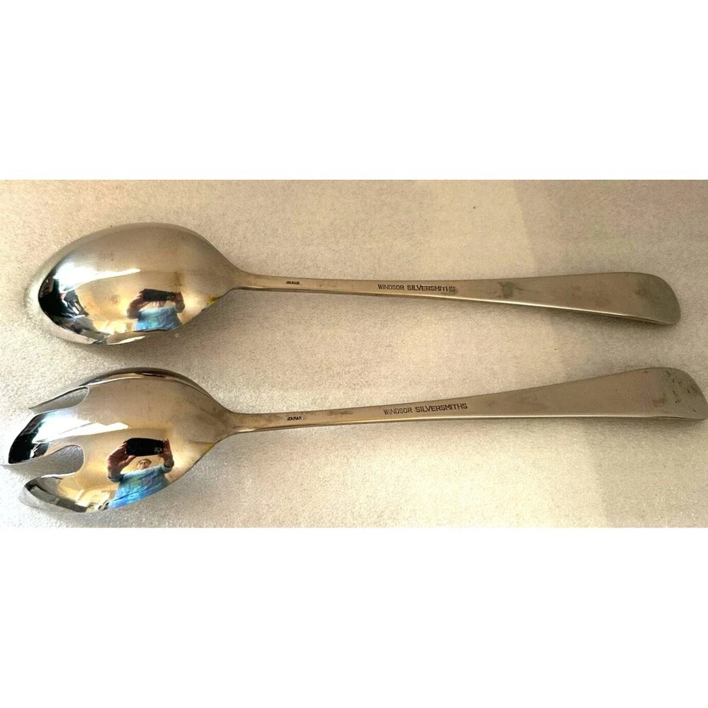 Vintage 80's Salad Serving Set Stainless Steel 13